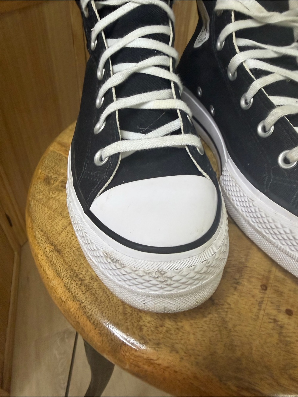 Converse Black and White High Top Sneakers - Picture 6 of 8